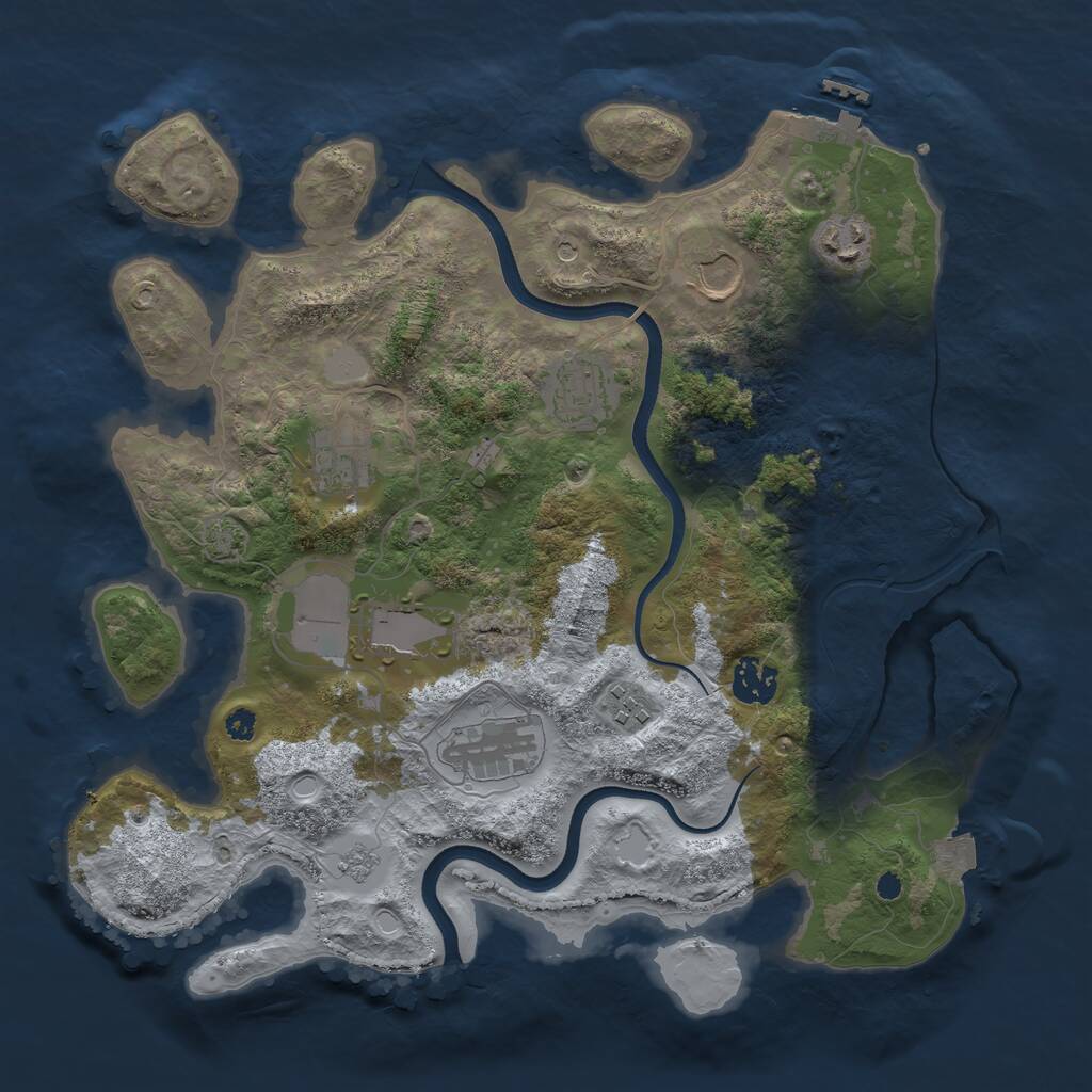 Rust Map: Procedural Map, Size: 3500, Seed: 198602, 13 Monuments