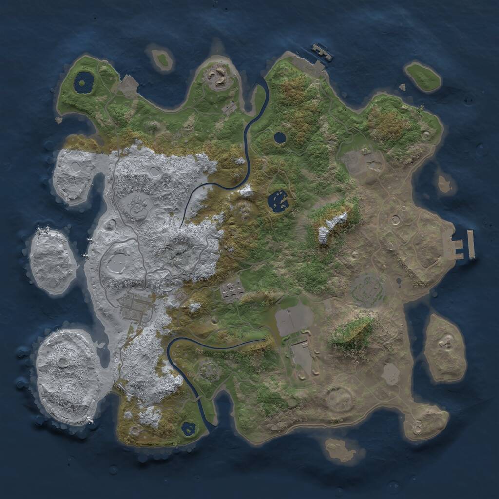 Rust Map: Procedural Map, Size: 3500, Seed: 6425193, 13 Monuments