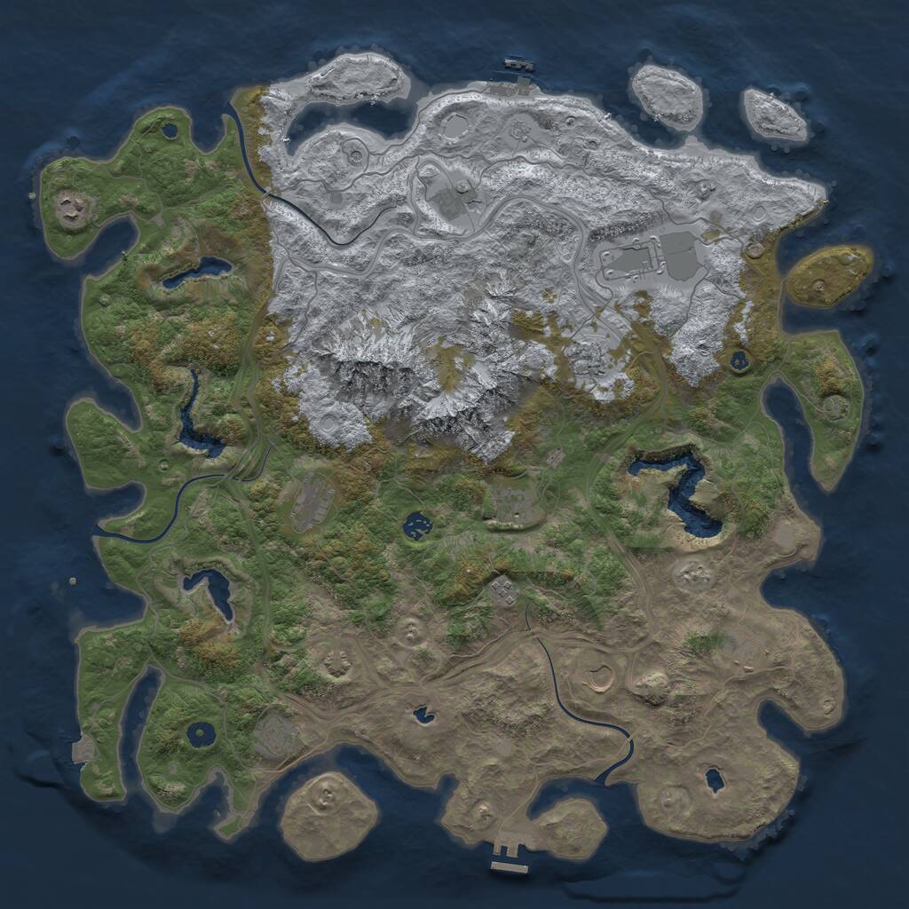Rust Map: Procedural Map, Size: 5000, Seed: 717473745, 17 Monuments
