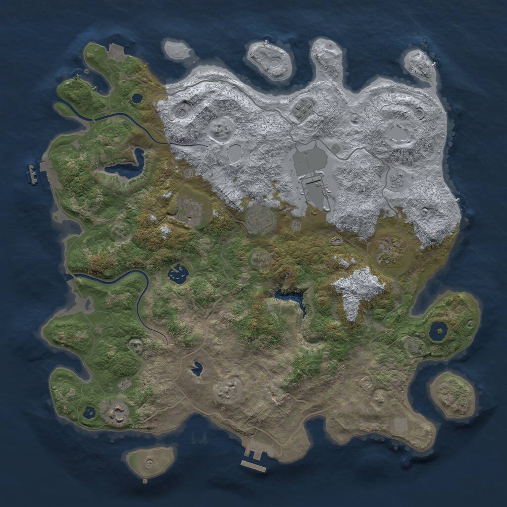 Rust Map: Procedural Map, Size: 4000, Seed: 1801437, 13 Monuments