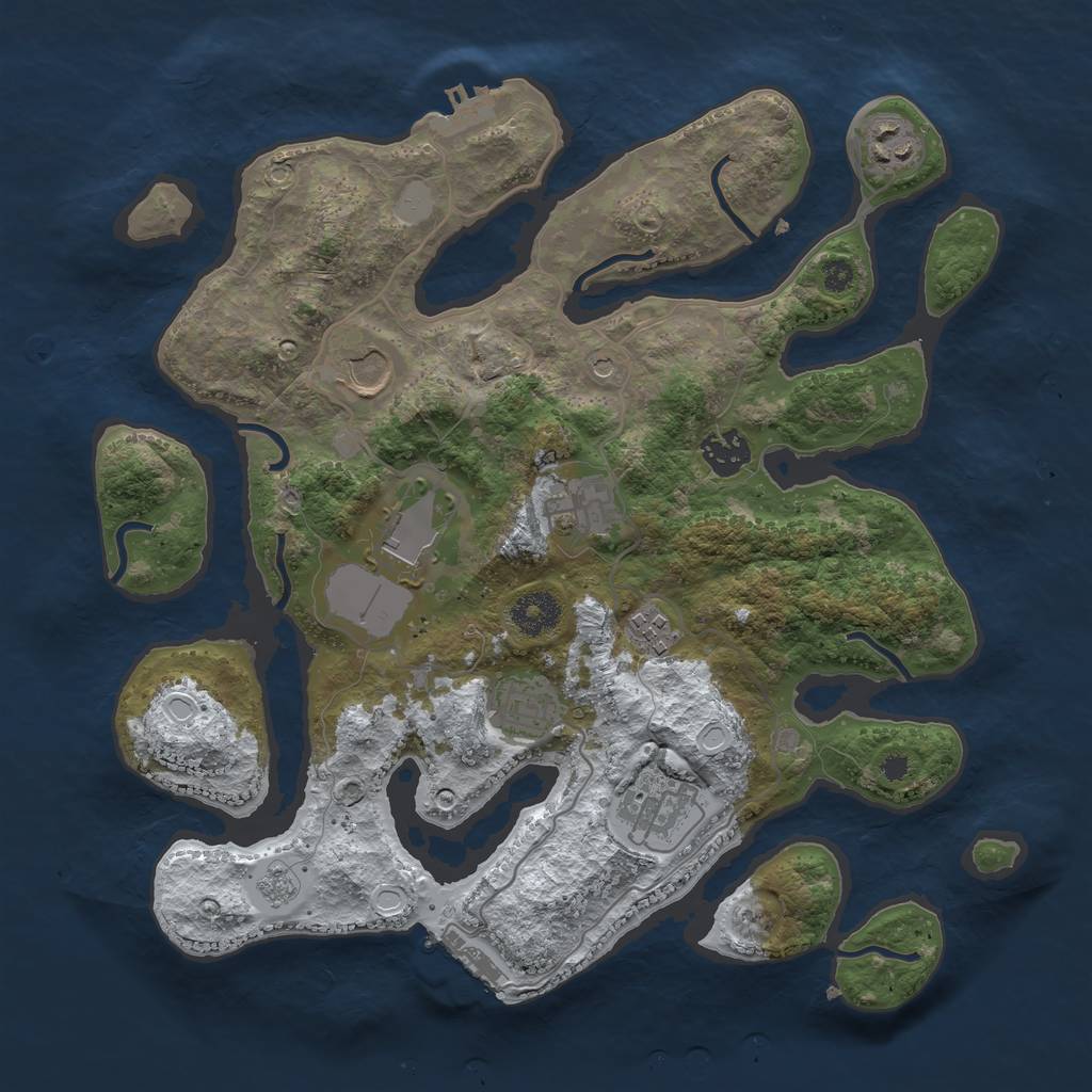 Rust Map: Procedural Map, Size: 3500, Seed: 1287268, 17 Monuments