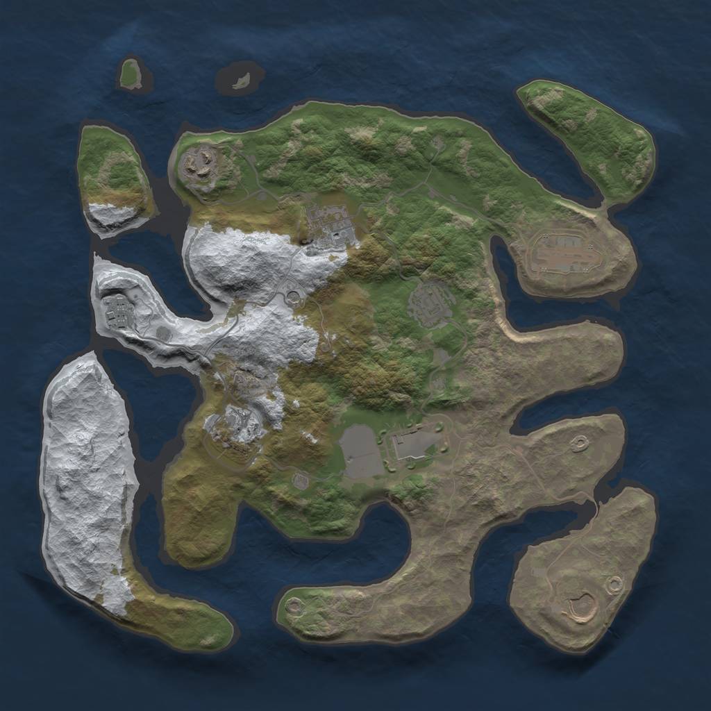 Rust Map: Barren, Size: 3500, Seed: 4348141, 11 Monuments