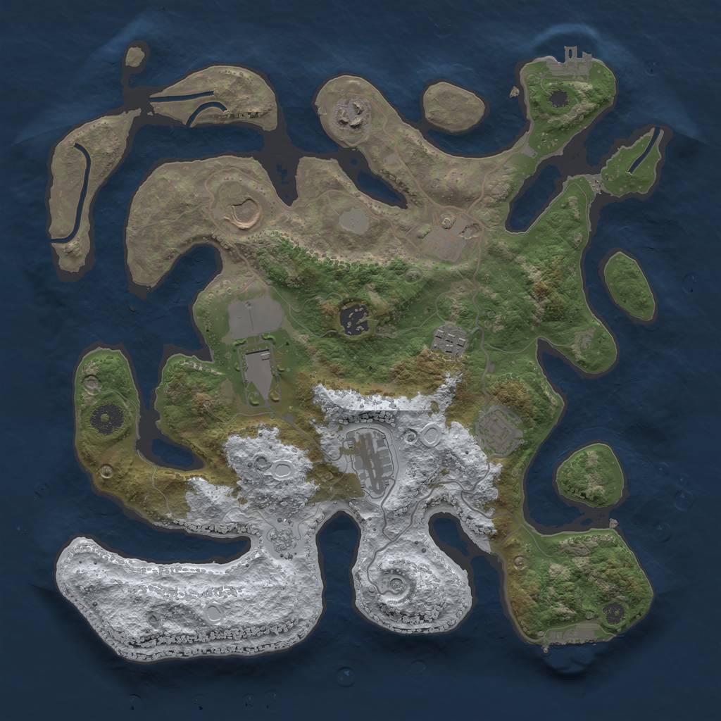 Rust Map: Procedural Map, Size: 3500, Seed: 93737, 17 Monuments