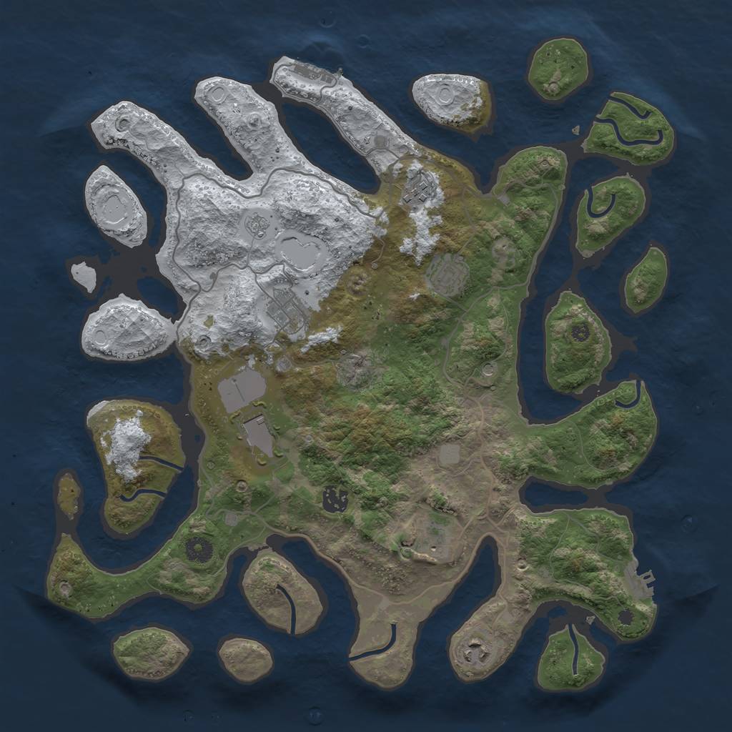 Rust Map: Procedural Map, Size: 4000, Seed: 384830, 16 Monuments