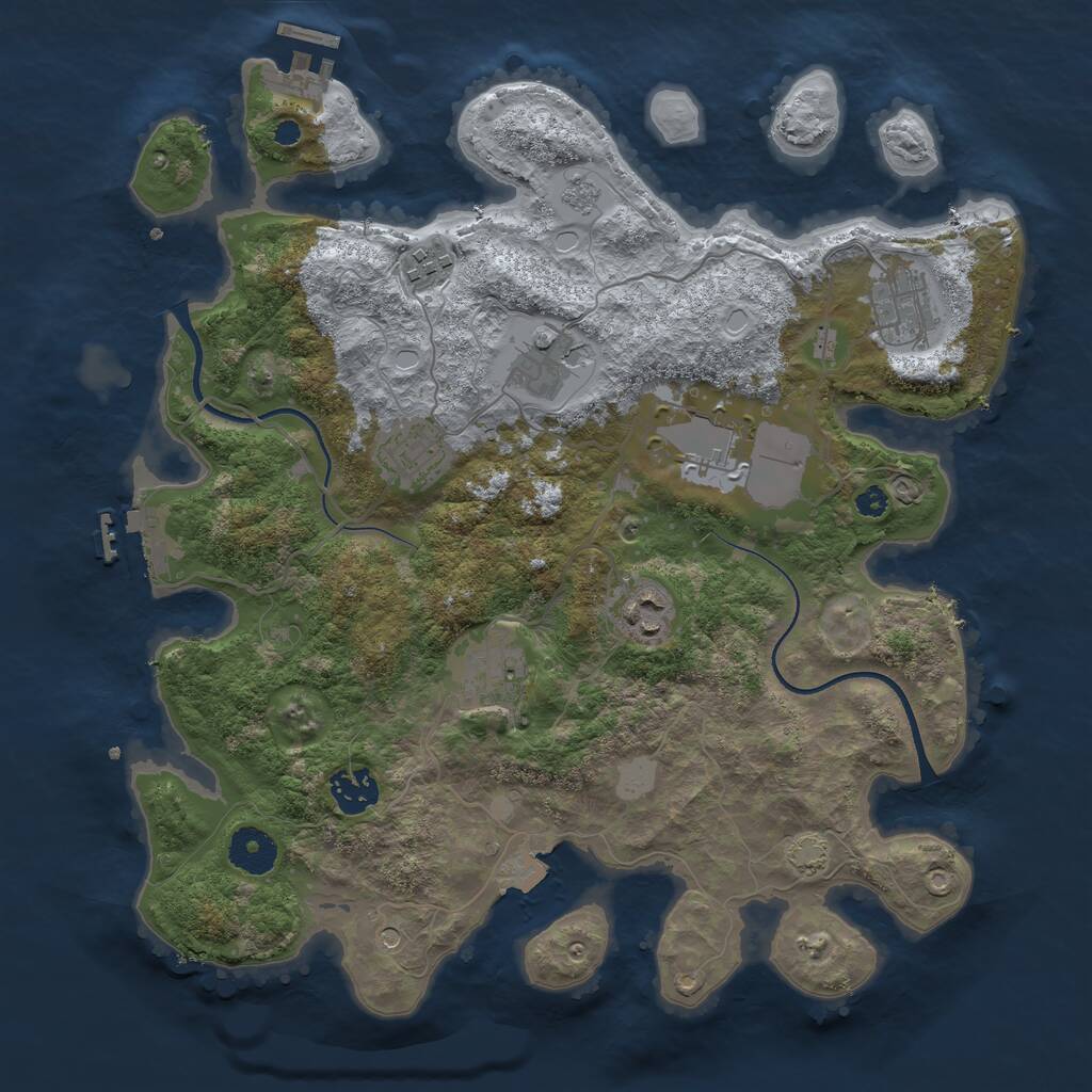 Rust Map: Procedural Map, Size: 3500, Seed: 478009, 14 Monuments
