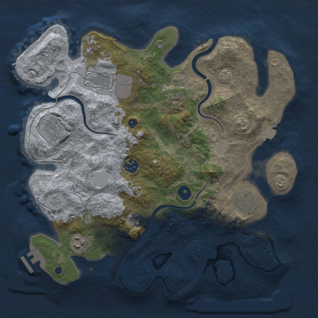 Rust Map: Procedural Map, Size: 3500, Seed: 1777854, 12 Monuments