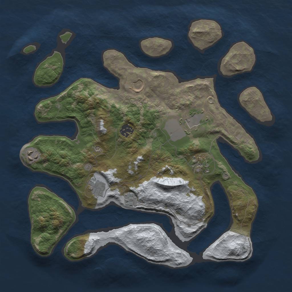 Rust Map: Barren, Size: 3500, Seed: 807390, 10 Monuments
