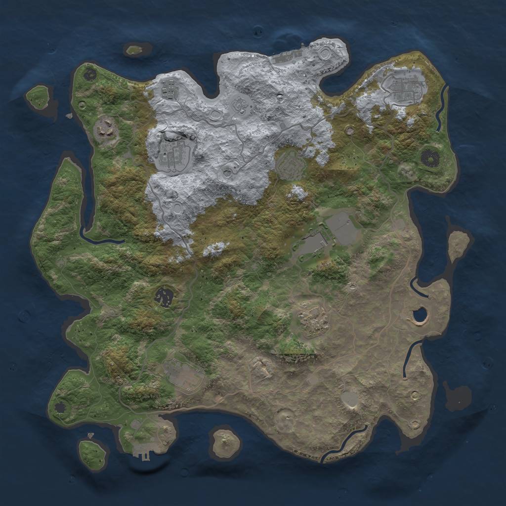 Rust Map: Procedural Map, Size: 4000, Seed: 3197223, 17 Monuments