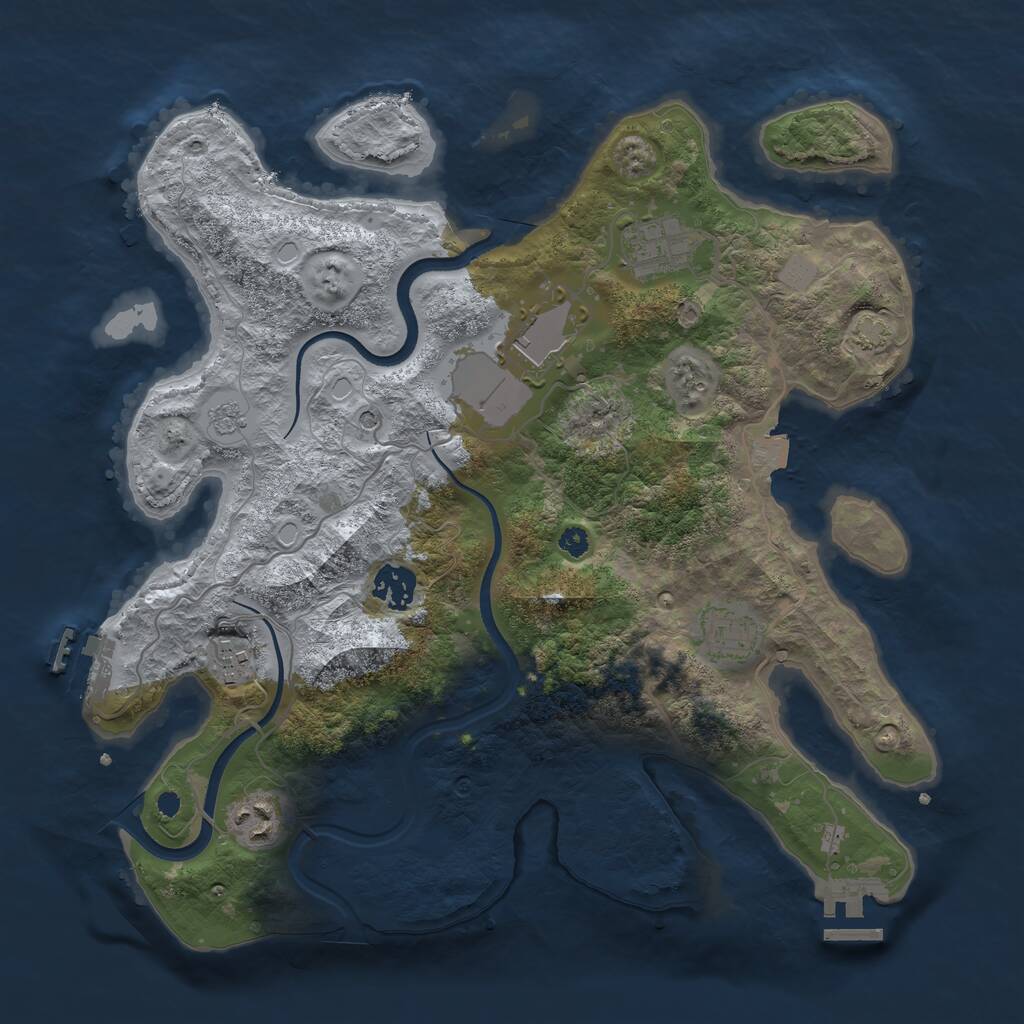 Rust Map: Procedural Map, Size: 3500, Seed: 237069, 12 Monuments