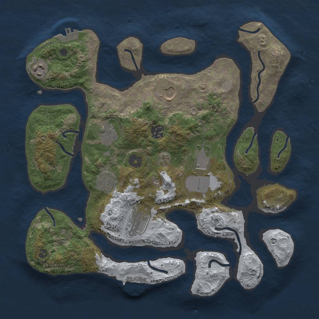 Rust Map: Procedural Map, Size: 3500, Seed: 4753831, 15 Monuments