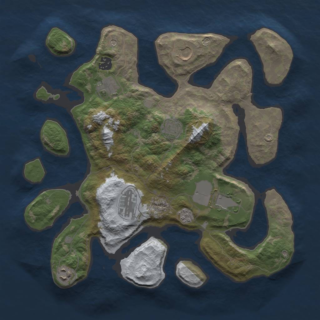 Rust Map: Barren, Size: 3500, Seed: 4767847, 11 Monuments