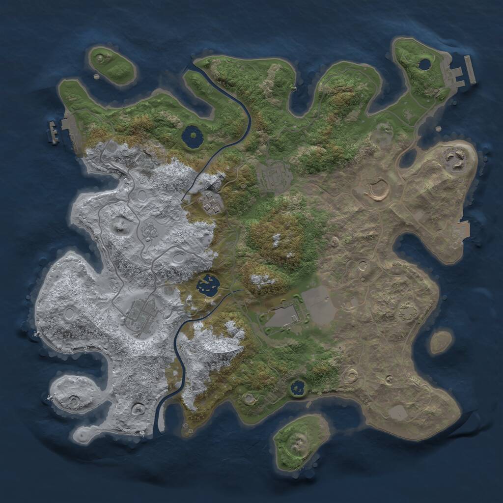 Rust Map: Procedural Map, Size: 3500, Seed: 5597439, 13 Monuments