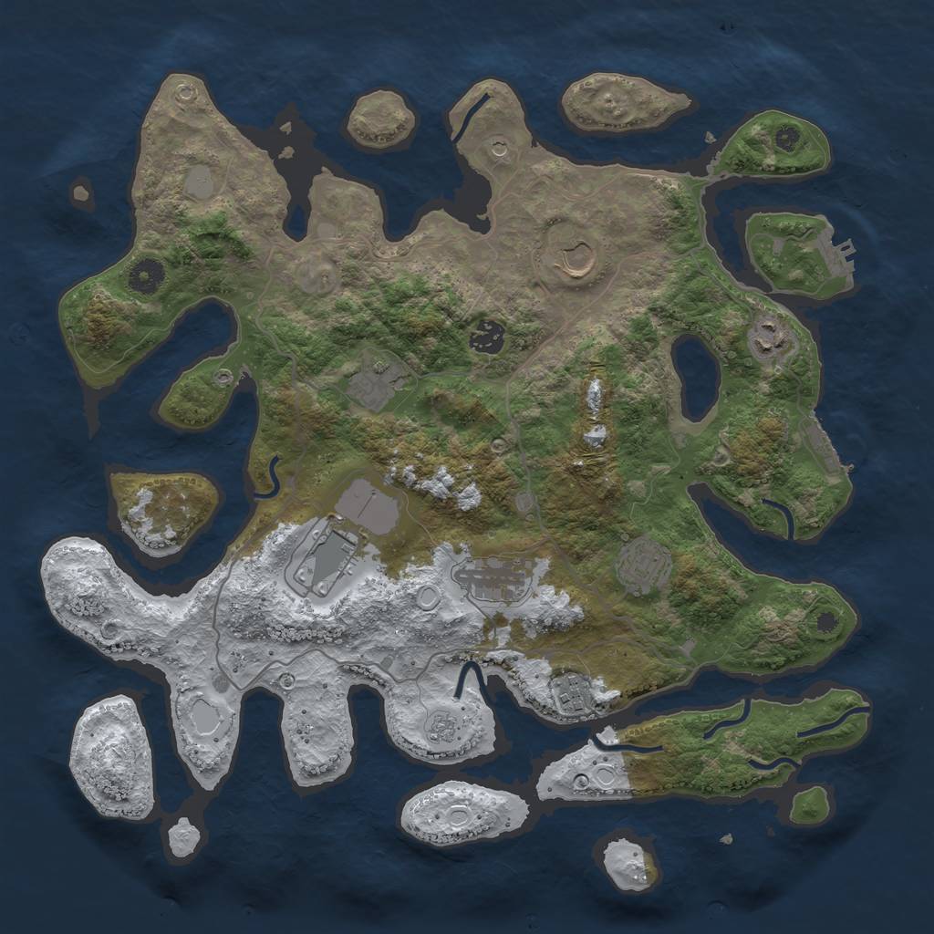 Rust Map: Procedural Map, Size: 4000, Seed: 912340, 17 Monuments