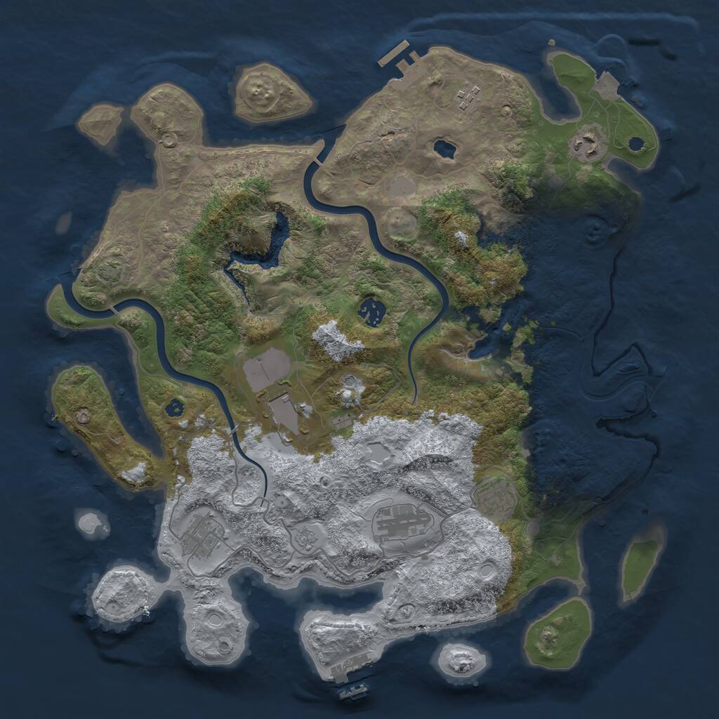 Rust Map: Procedural Map, Size: 4000, Seed: 542068, 13 Monuments