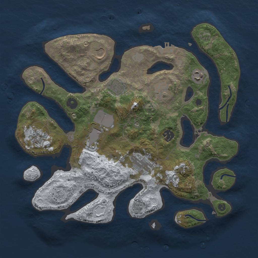 Rust Map: Procedural Map, Size: 3500, Seed: 793199, 17 Monuments