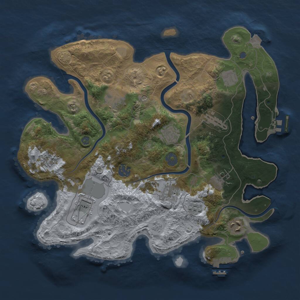 Rust Map: Procedural Map, Size: 3500, Seed: 793199, 16 Monuments