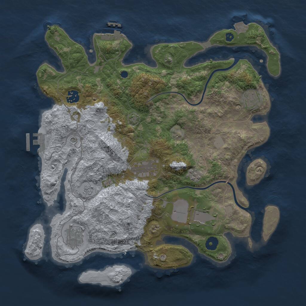 Rust Map: Procedural Map, Size: 3500, Seed: 796083, 12 Monuments