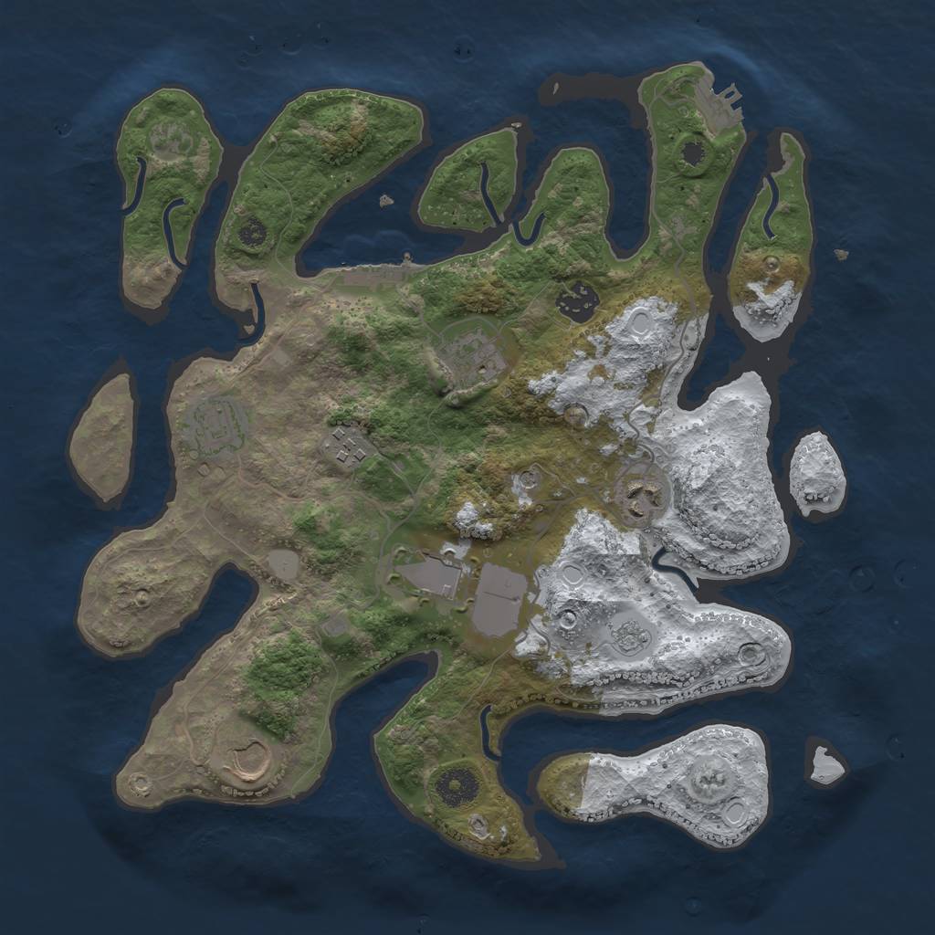 Rust Map: Procedural Map, Size: 3500, Seed: 12874, 16 Monuments