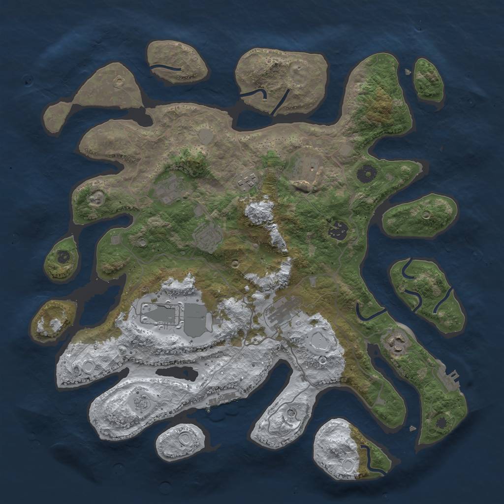 Rust Map: Procedural Map, Size: 4000, Seed: 835107, 17 Monuments