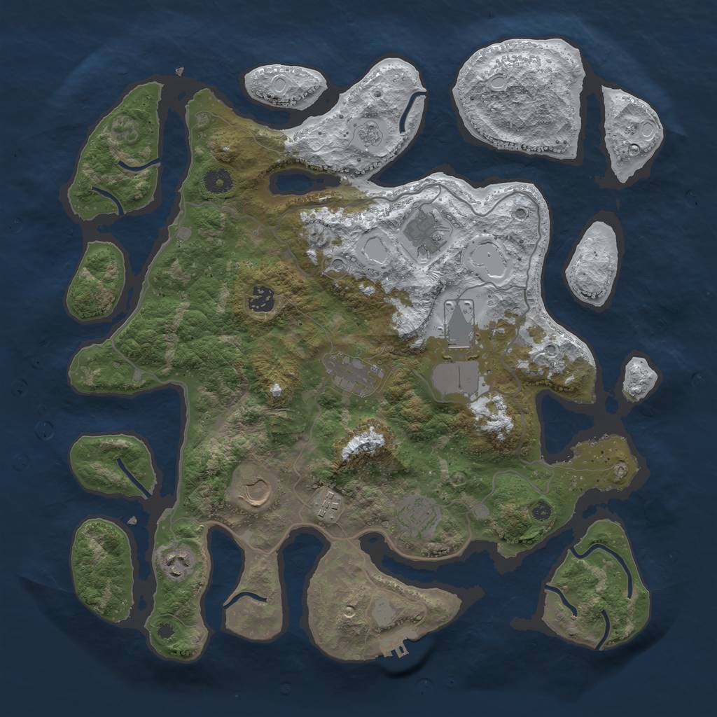 Rust Map: Procedural Map, Size: 4000, Seed: 525622, 16 Monuments