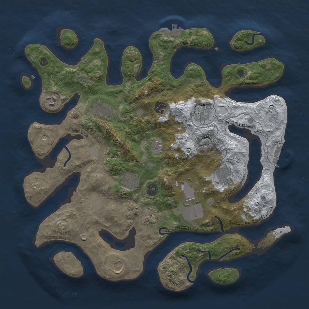 Rust Map: Procedural Map, Size: 3850, Seed: 174378824, 20 Monuments
