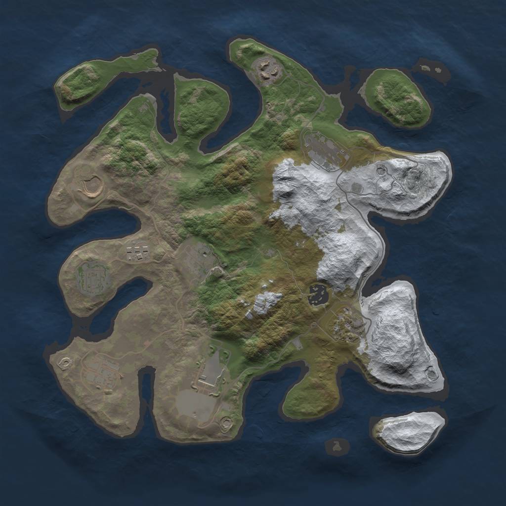 Rust Map: Barren, Size: 3500, Seed: 2601330, 13 Monuments
