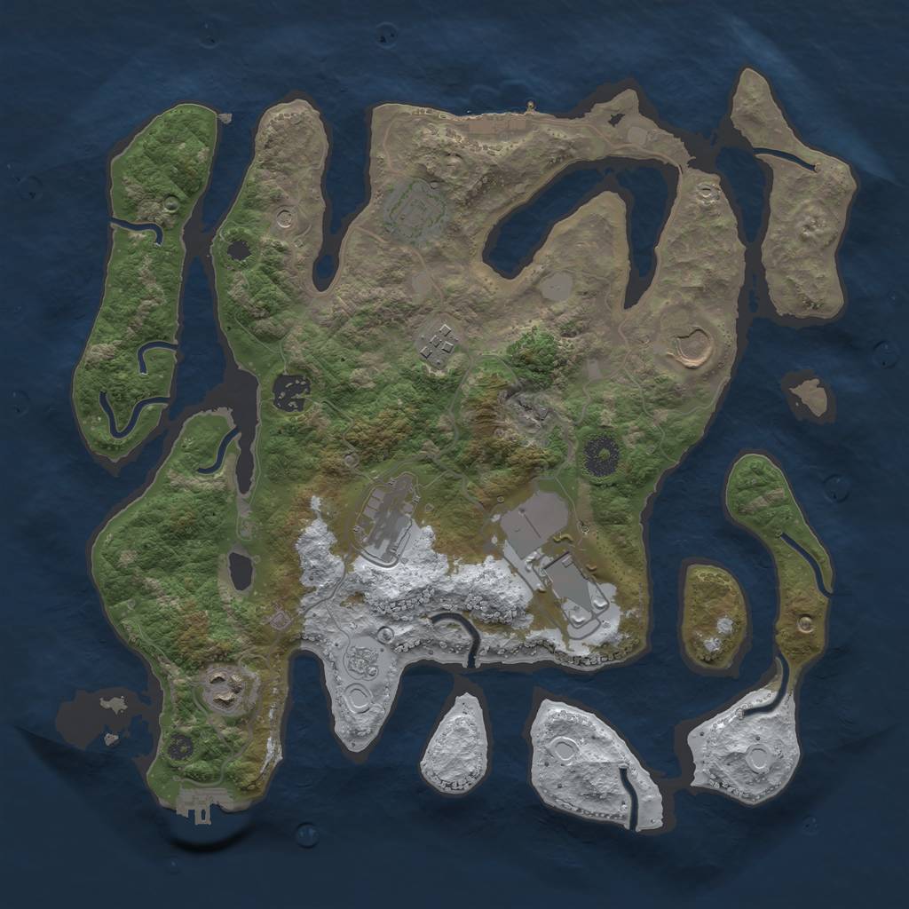 Rust Map: Procedural Map, Size: 3500, Seed: 2598675, 16 Monuments