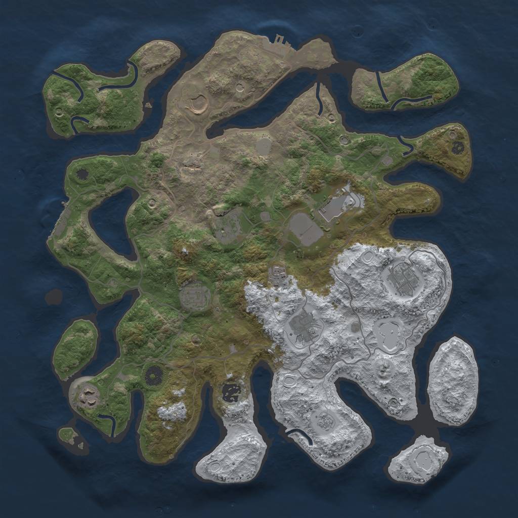 Rust Map: Procedural Map, Size: 4000, Seed: 290676, 18 Monuments