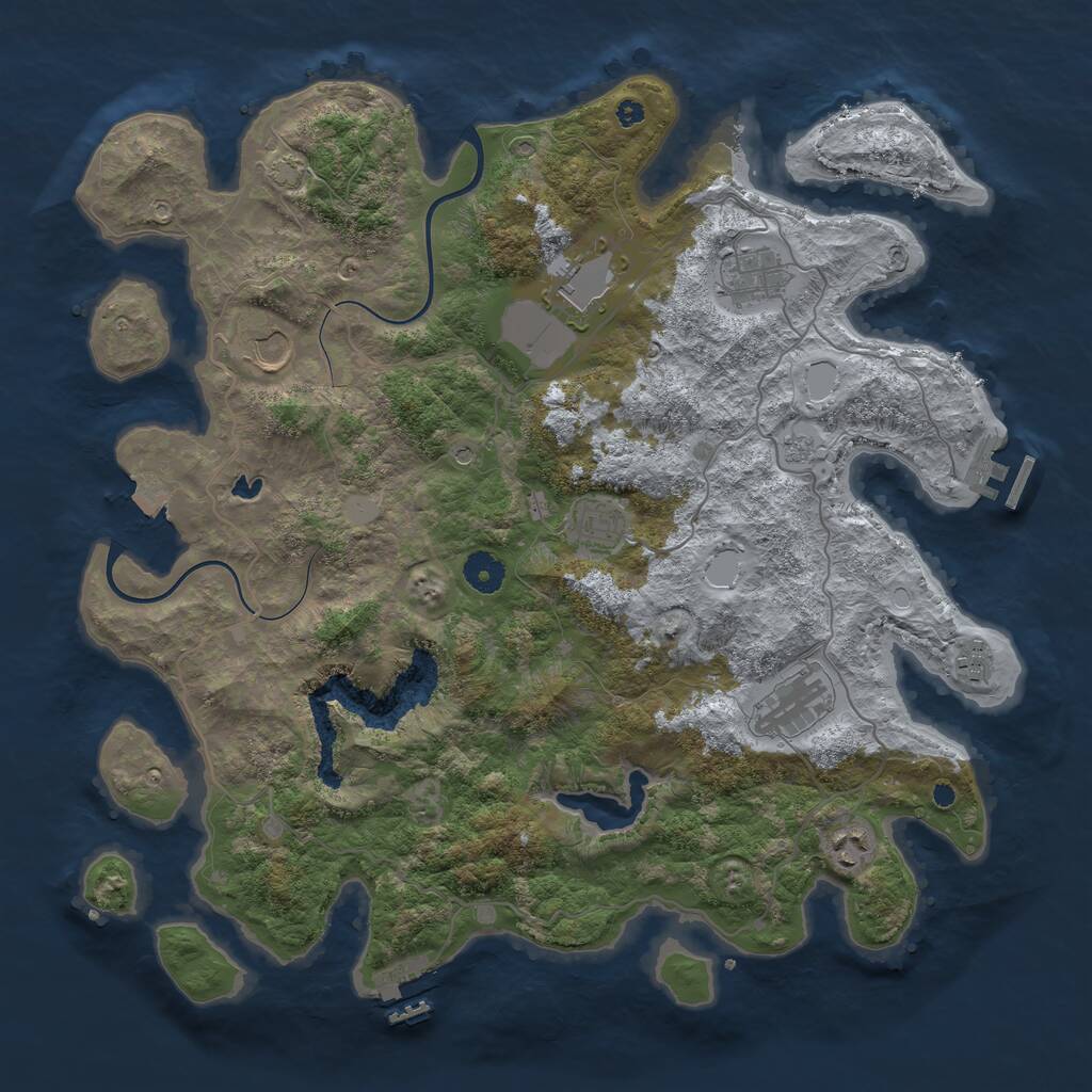 Rust Map: Procedural Map, Size: 4000, Seed: 931486, 13 Monuments