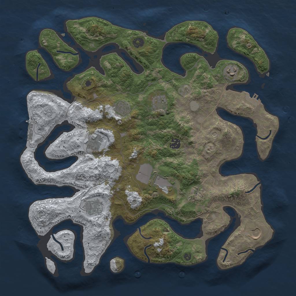 Rust Map: Procedural Map, Size: 4000, Seed: 529196, 18 Monuments