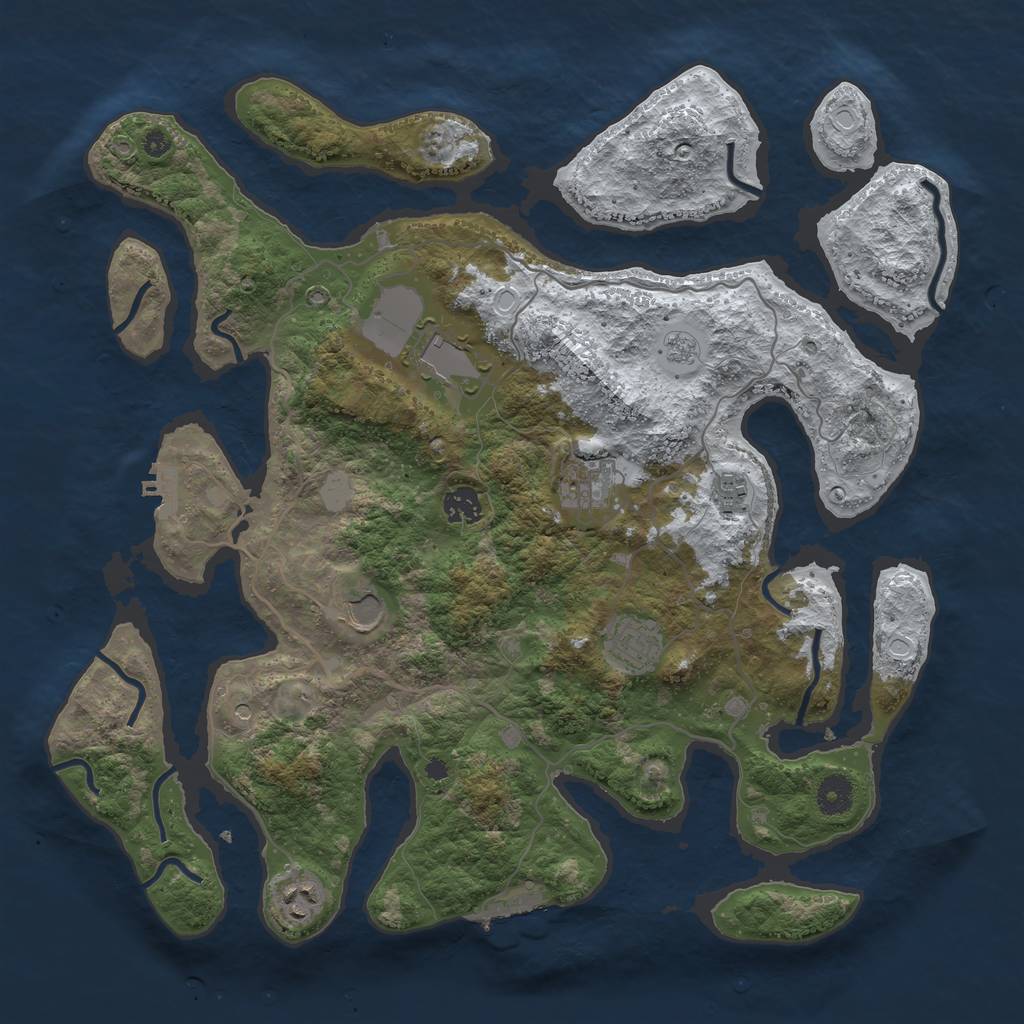 Rust Map: Procedural Map, Size: 4000, Seed: 22242, 16 Monuments