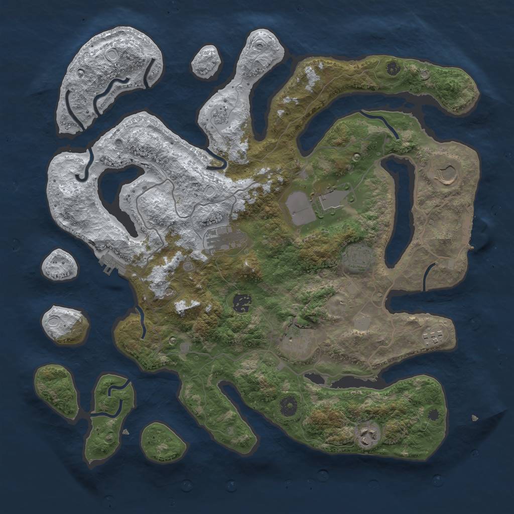 Rust Map: Procedural Map, Size: 4000, Seed: 424037, 17 Monuments