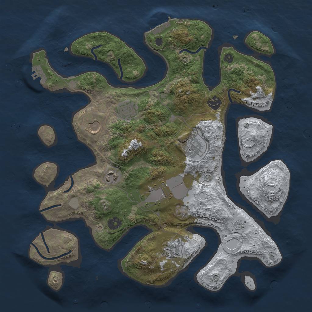Rust Map: Procedural Map, Size: 3500, Seed: 2889215, 16 Monuments