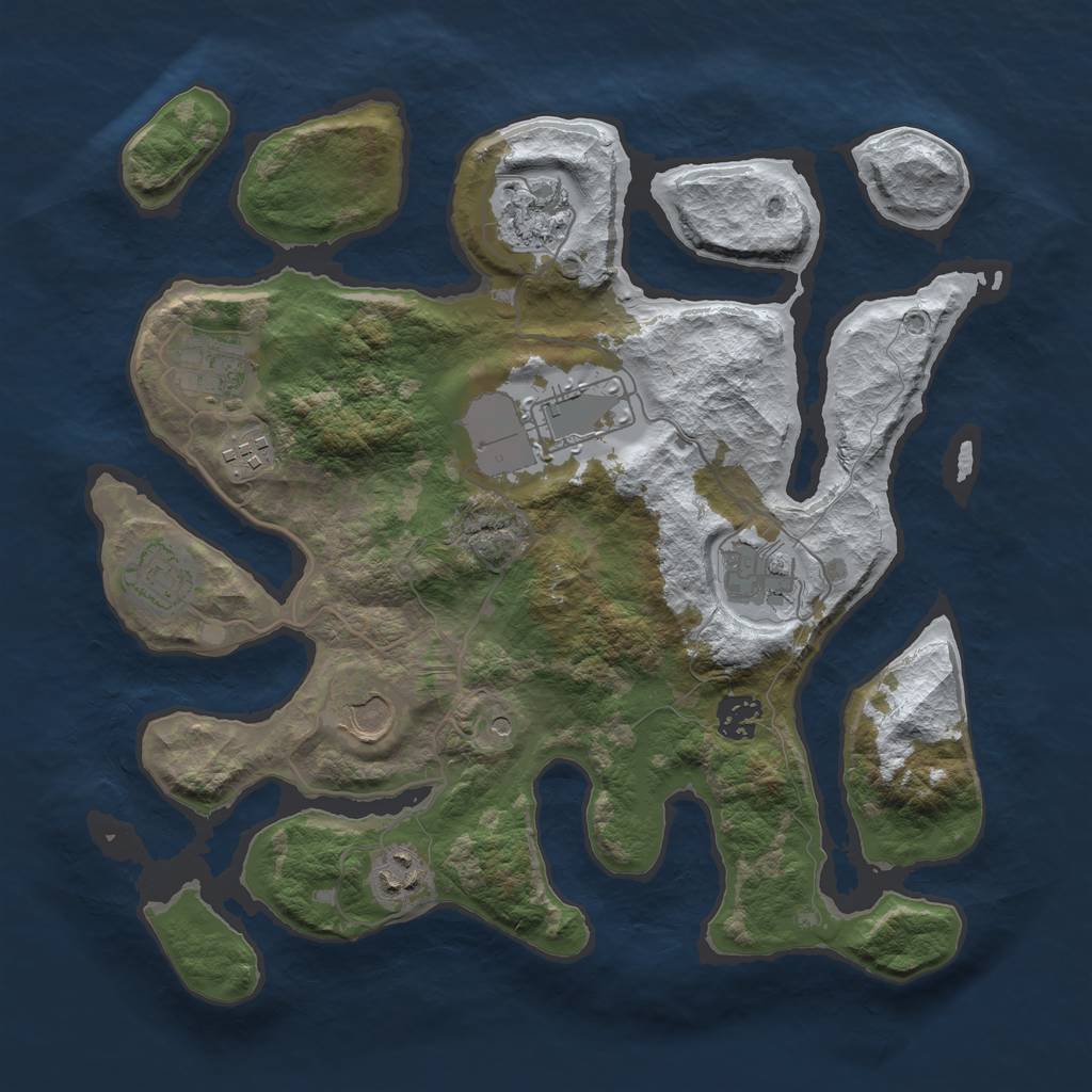 Rust Map: Barren, Size: 3500, Seed: 576733, 12 Monuments