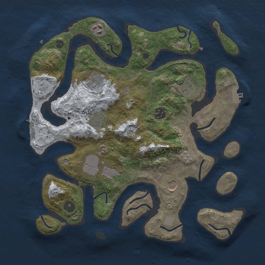 Rust Map: Procedural Map, Size: 3500, Seed: 3860306, 17 Monuments