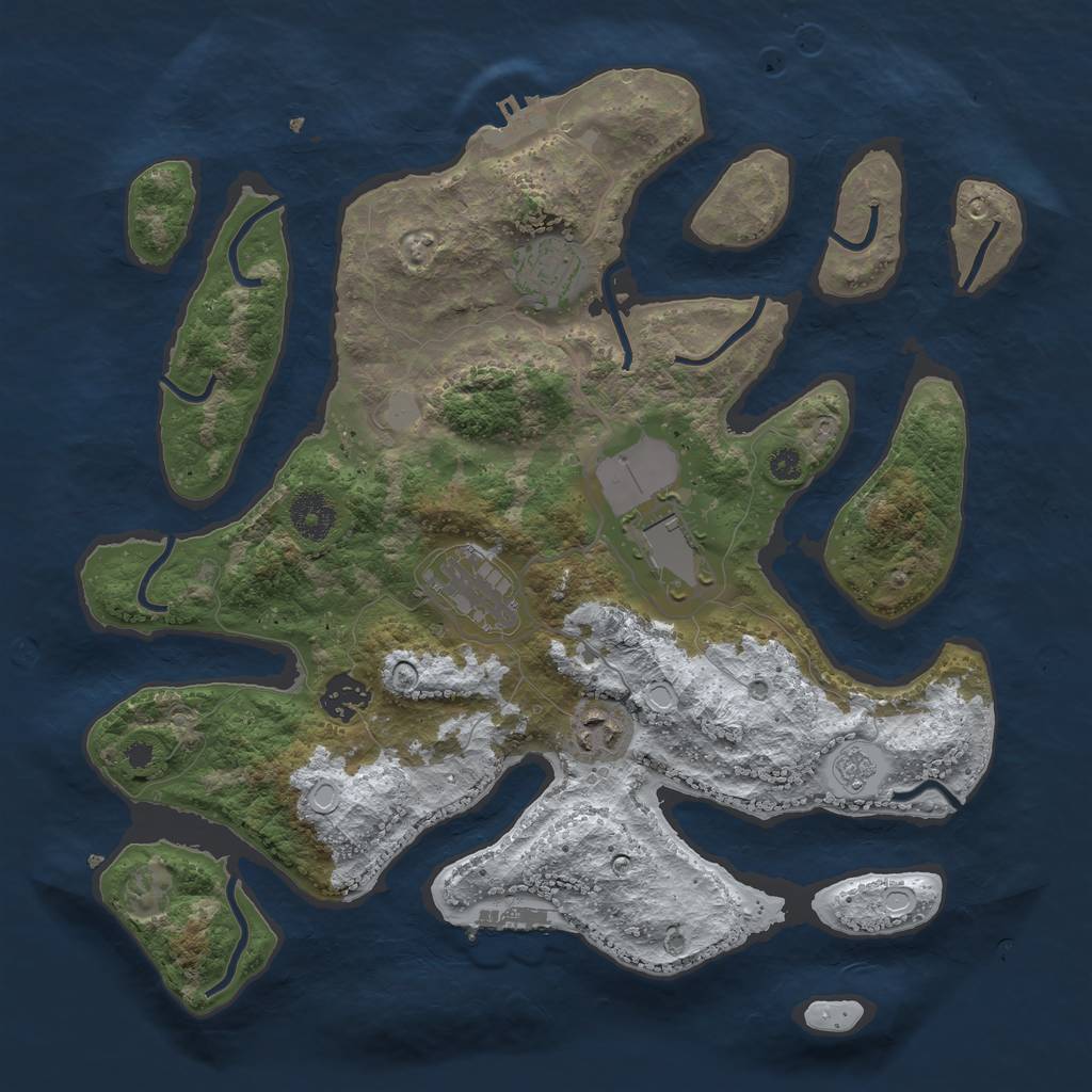Rust Map: Procedural Map, Size: 3500, Seed: 6158772, 13 Monuments
