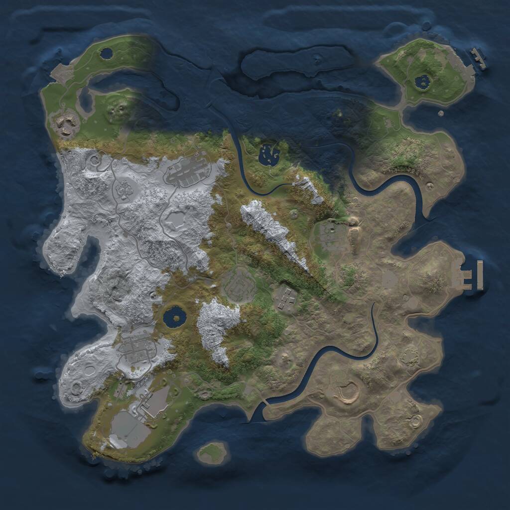 Rust Map: Procedural Map, Size: 3500, Seed: 5243654, 15 Monuments