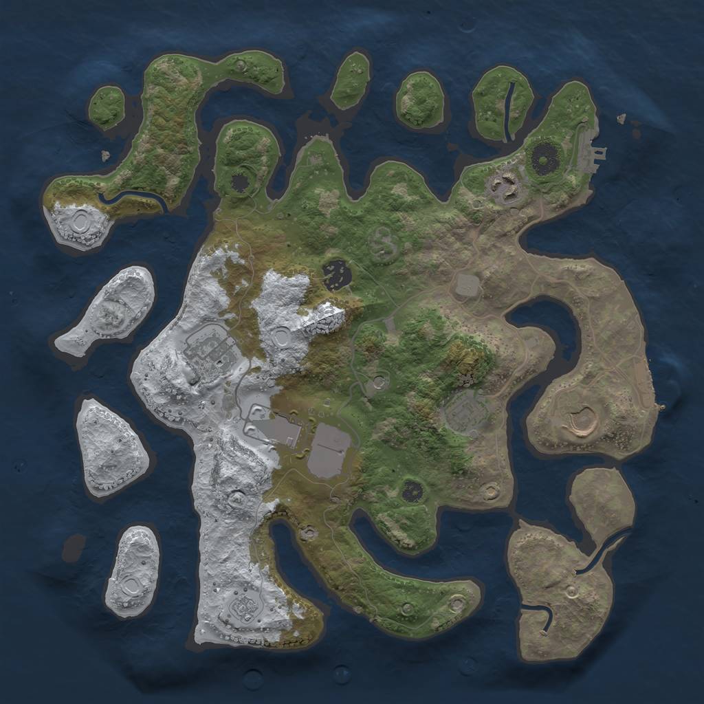 Rust Map: Procedural Map, Size: 3500, Seed: 2531608, 15 Monuments