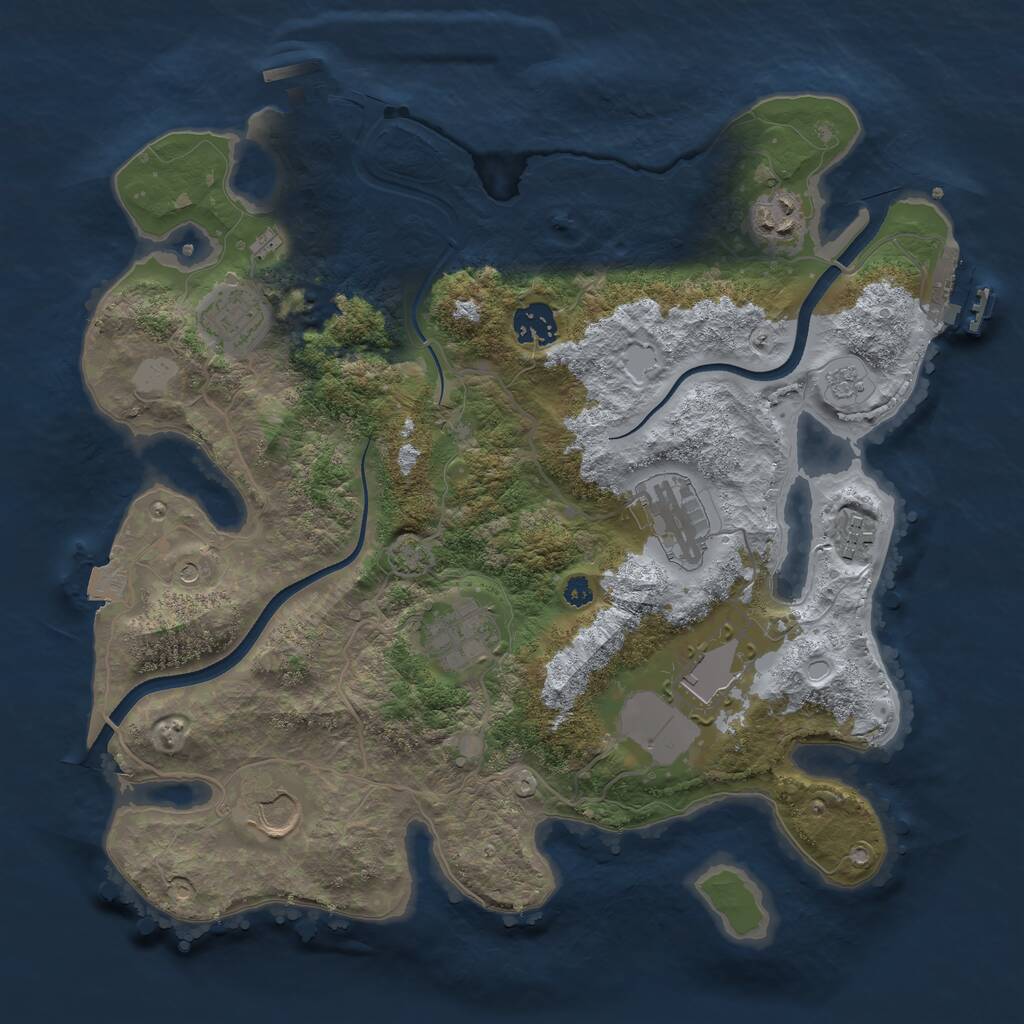 Rust Map: Procedural Map, Size: 3500, Seed: 991685, 14 Monuments