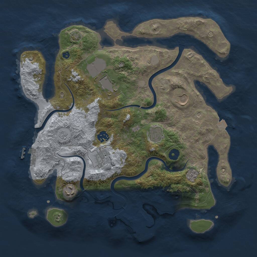 Rust Map: Procedural Map, Size: 3500, Seed: 5526892, 13 Monuments
