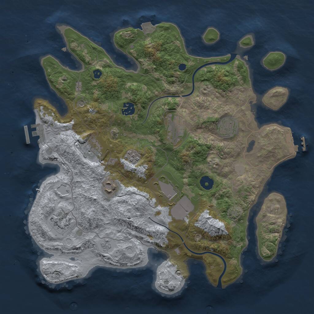 Rust Map: Procedural Map, Size: 3500, Seed: 301721, 14 Monuments