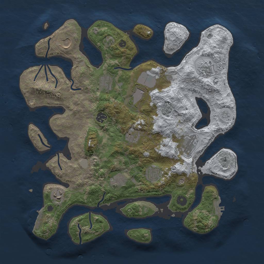 Rust Map: Procedural Map, Size: 3850, Seed: 1763030269, 20 Monuments