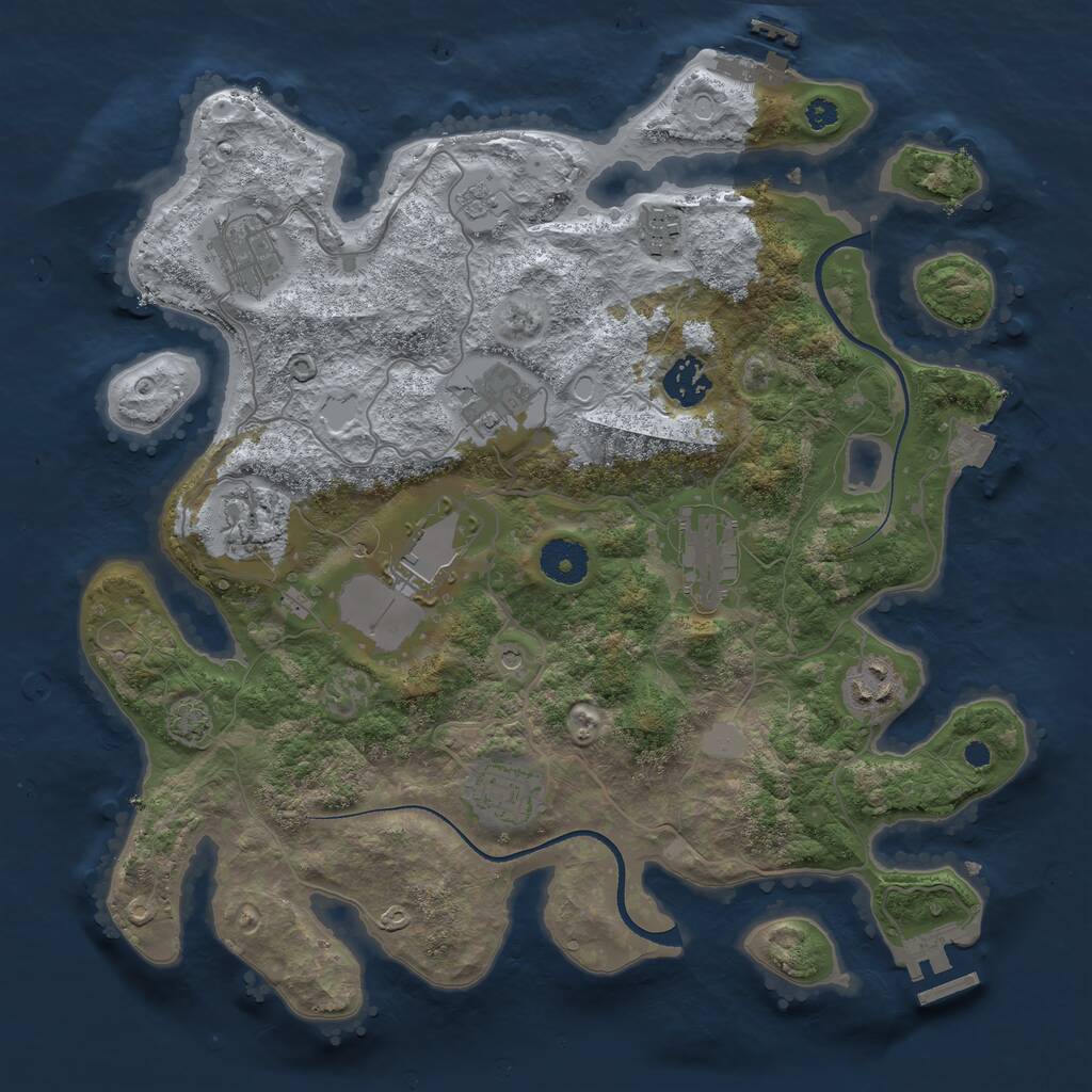 Rust Map: Procedural Map, Size: 3500, Seed: 1116333, 15 Monuments