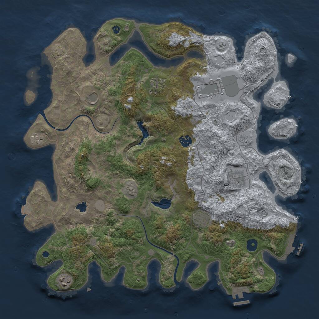 Rust Map: Procedural Map, Size: 4000, Seed: 503393, 14 Monuments