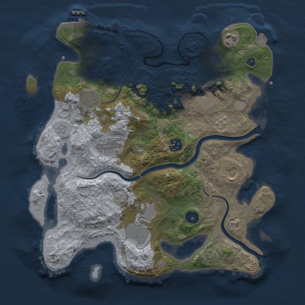 Rust Map: Procedural Map, Size: 3500, Seed: 1550352, 13 Monuments