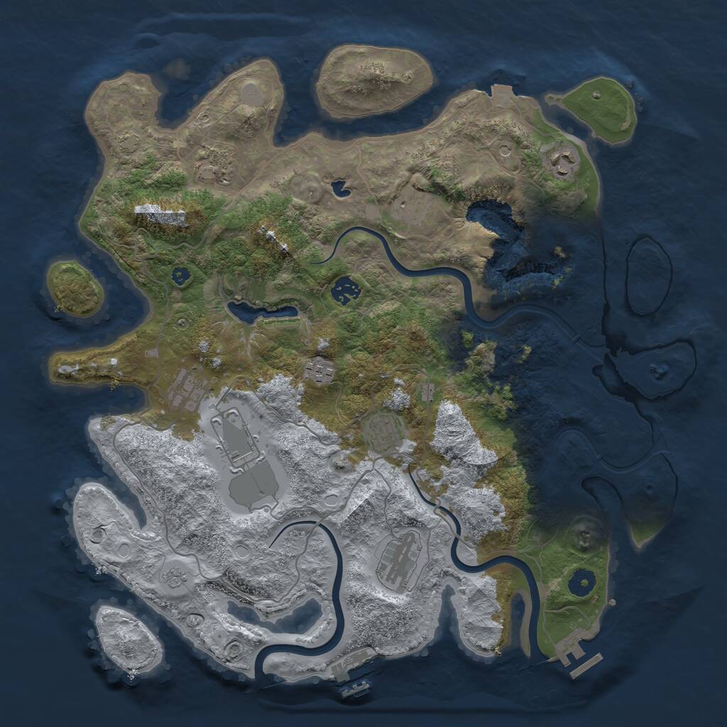 Rust Map: Procedural Map, Size: 4000, Seed: 493256, 15 Monuments