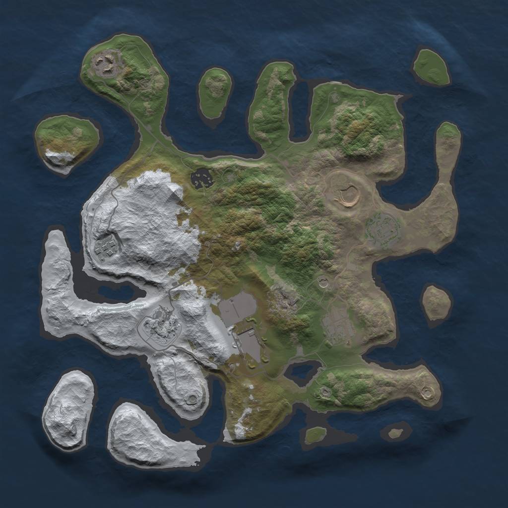 Rust Map: Barren, Size: 3500, Seed: 5198469, 11 Monuments