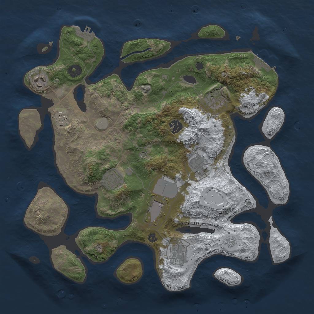 Rust Map: Procedural Map, Size: 3501, Seed: 5859014, 17 Monuments