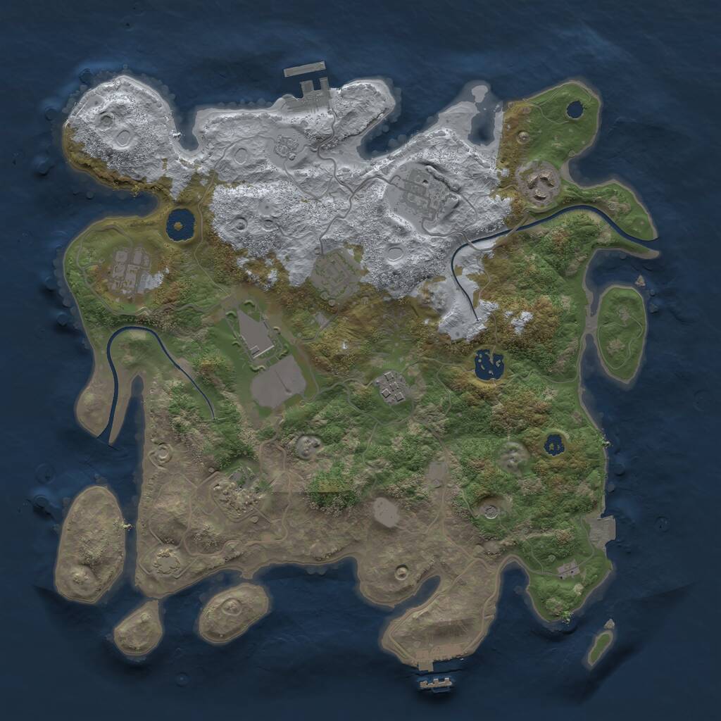Rust Map: Procedural Map, Size: 3500, Seed: 4614958, 14 Monuments