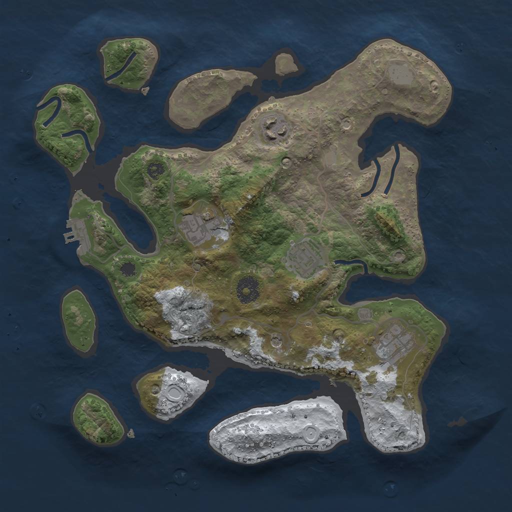 Rust Map: Procedural Map, Size: 3000, Seed: 1993232761, 11 Monuments